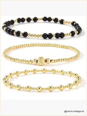 5-Piece Stretch Beaded Bracelet Set, Cross & Pearl Details, Stackable Jewelry